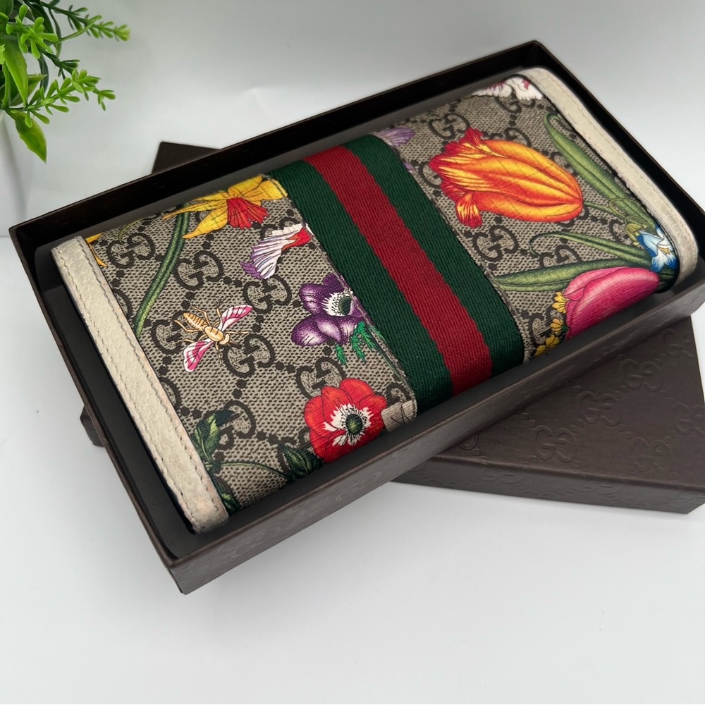 GUCCI Flora Ophidia Wallet Purse GG Supreme with box  Authentic - Picture 6 of 12
